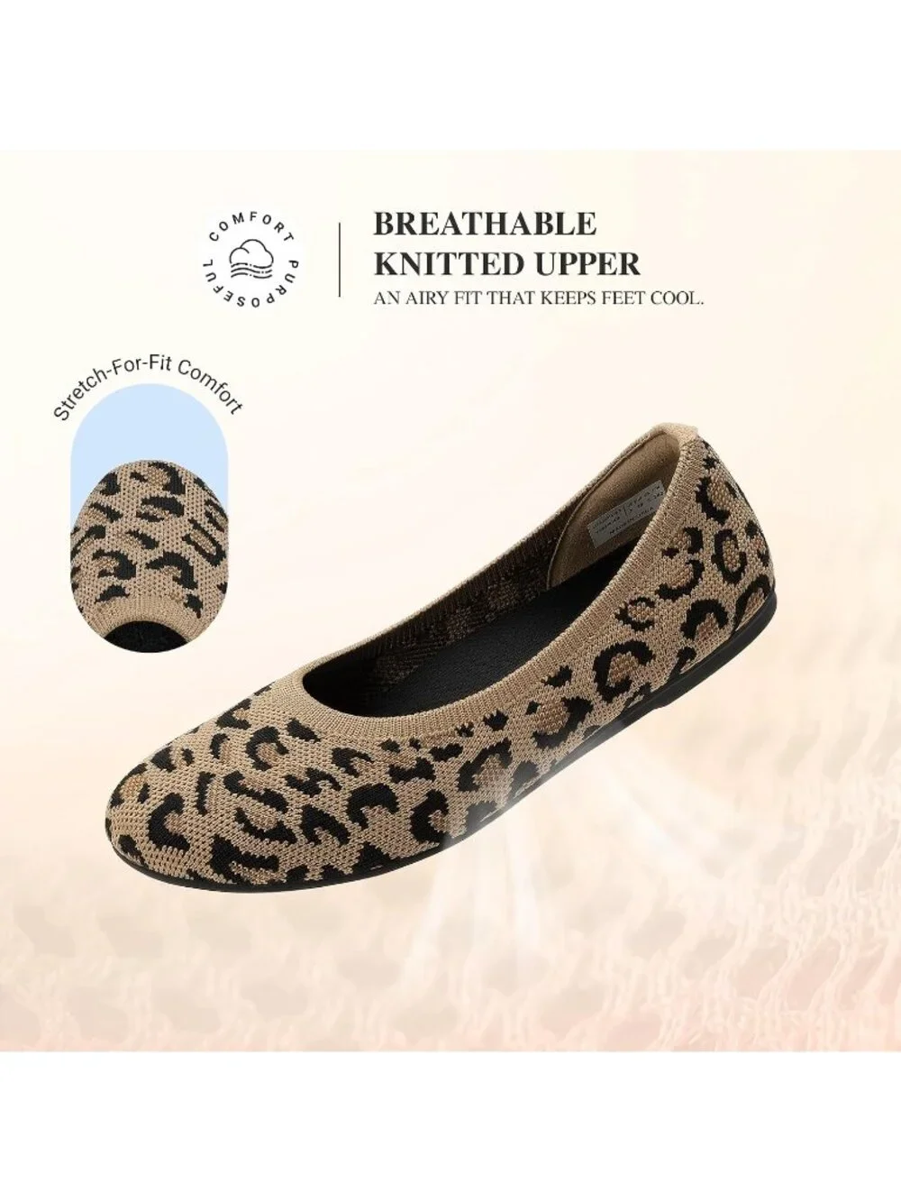 Dream Pairs Womens All Leopard Round Toe Slip On Dress Knit Ballet Comfort Flats